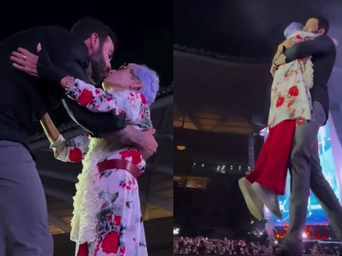 Imagem destacada do post: Gusttavo Lima dá selinho e carrega senhorinha no colo durante show