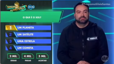 Imagem destacada do post: Participante se enrola e erra pergunta fácil no Show do Milhão; veja vídeo