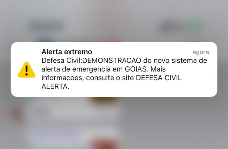 Imagem destacada do post: Celulares recebem alerta teste da Defesa Civil em Goiânia; entenda