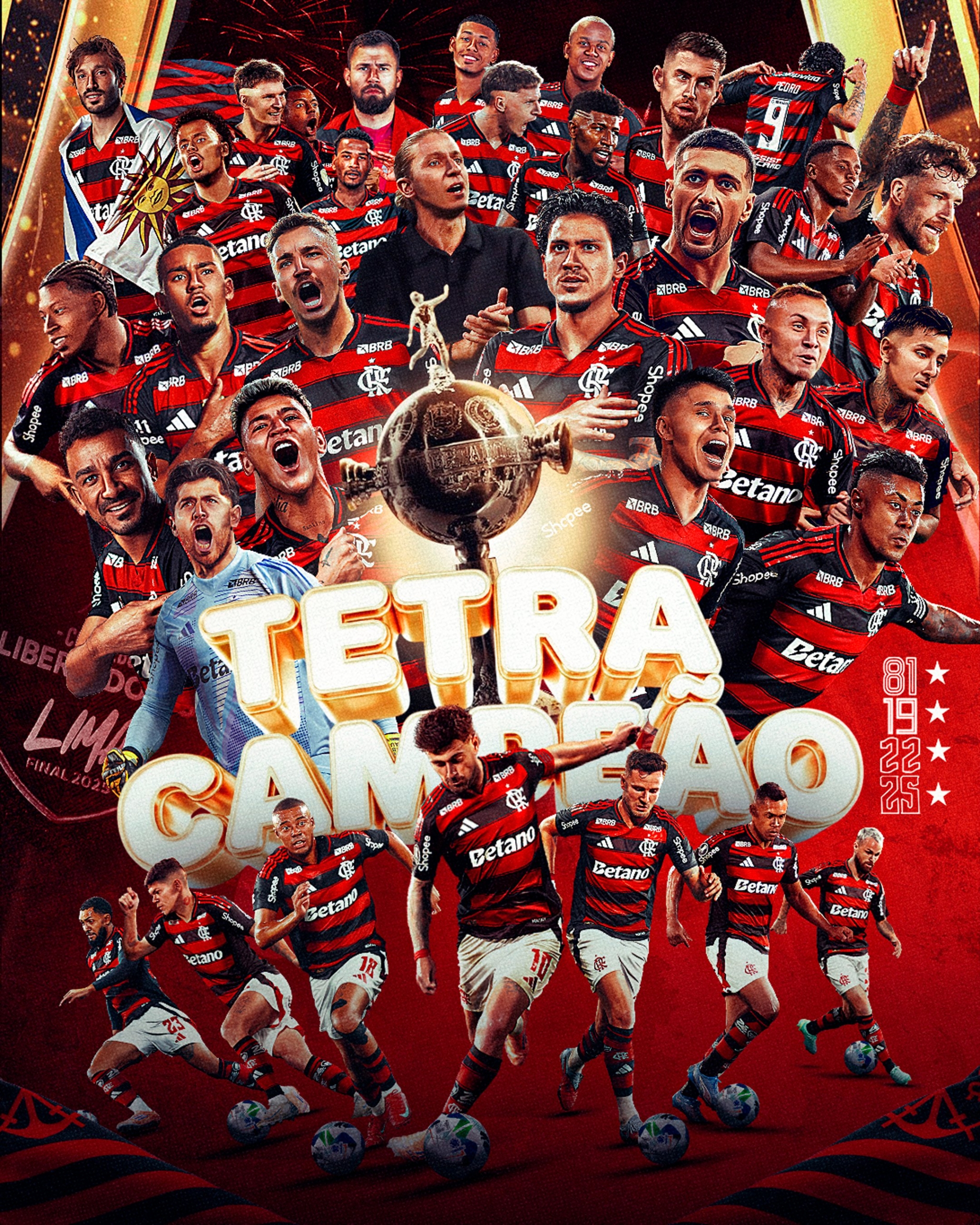 Imagem destacada do post: Flamengo vence Palmeiras por 1 a 0 e é tetracampeão da Libertadores da América