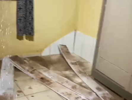 Imagem destacada do post: Forro de teto desaba com chuva forte e alaga quarto de casa [vídeo]
