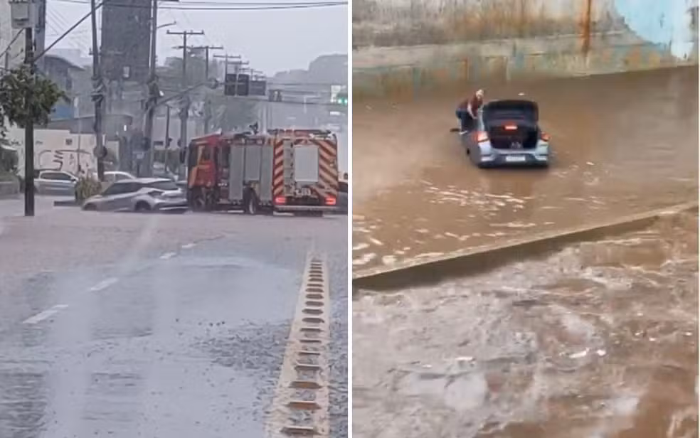 Imagem destacada do post: Carro submerge, homem é resgatado e Goiânia entra em alerta durante temporal