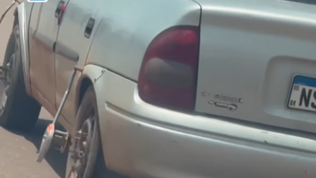 Imagem destacada do post: Carro com acessório de veículo pesado chama a atenção na rua; veja vídeo