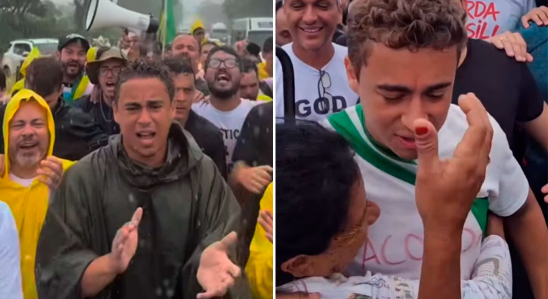 Imagem destacada do post: Nikolas e aliados continuam peregrinação até Brasília e recebe ‘cajado profético’