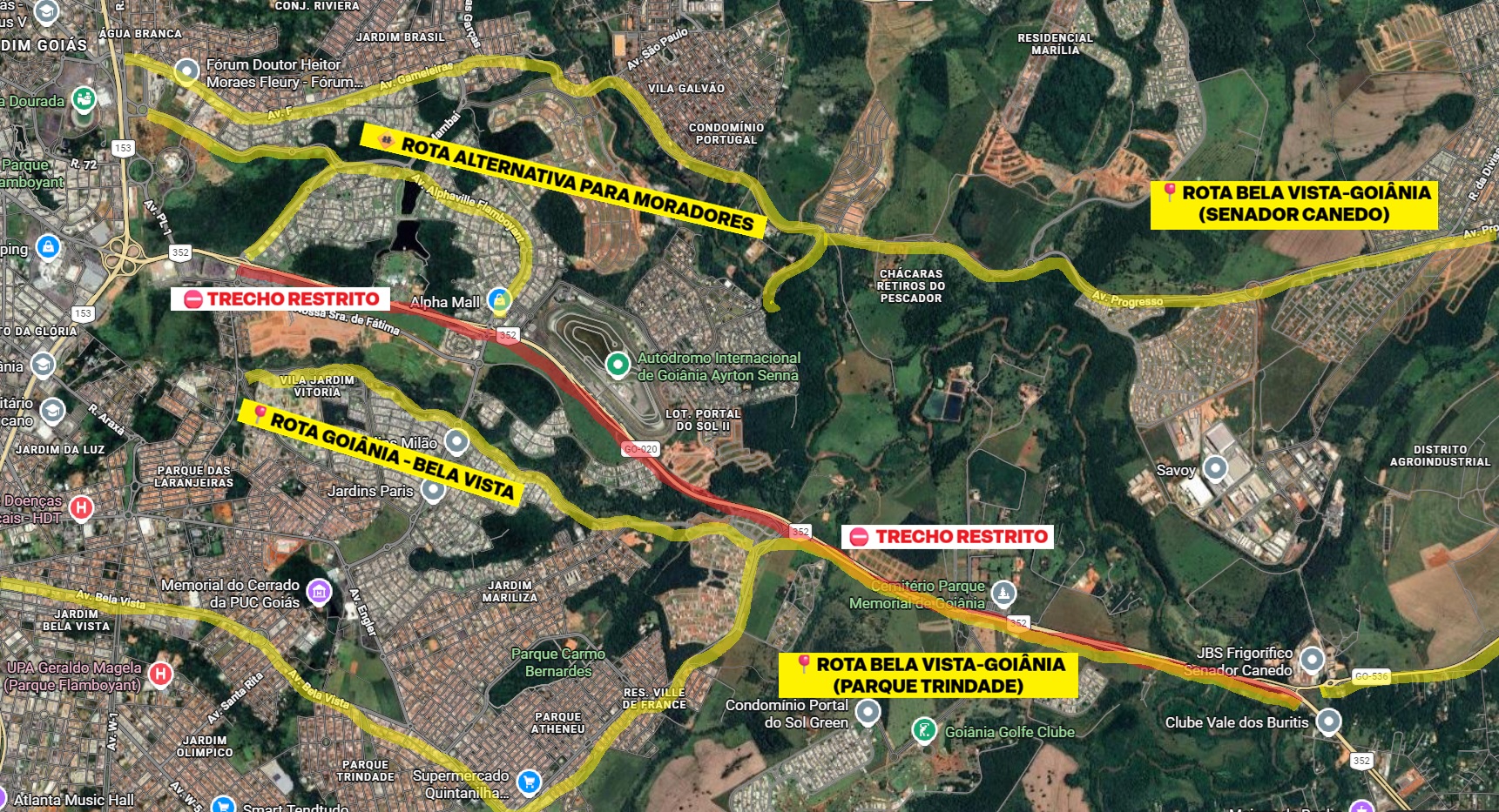 Imagem destacada do post: MotoGP: Confira mapas com desvios e rotas alternativas à GO-020 que está fechada
