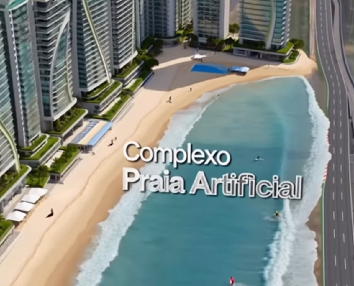 Imagem destacada do post: Imagens de IA mostram como seria praia artificial na GO-020; veja vídeo