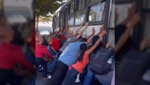 Imagem destacada do post: Motociclista fica preso em ônibus após acidente e pessoas se unem pra tira-lo