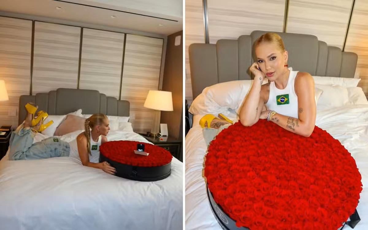 Virginia recebe buquê de flores gigante no Dia dos Namorados e ex Vini Jr. reage com ❤️