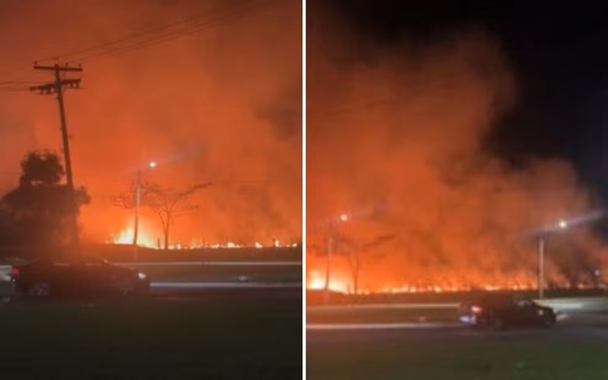 Incêndio atinge vegetação e espalha fumaça por bairros de Goiânia; veja vídeo