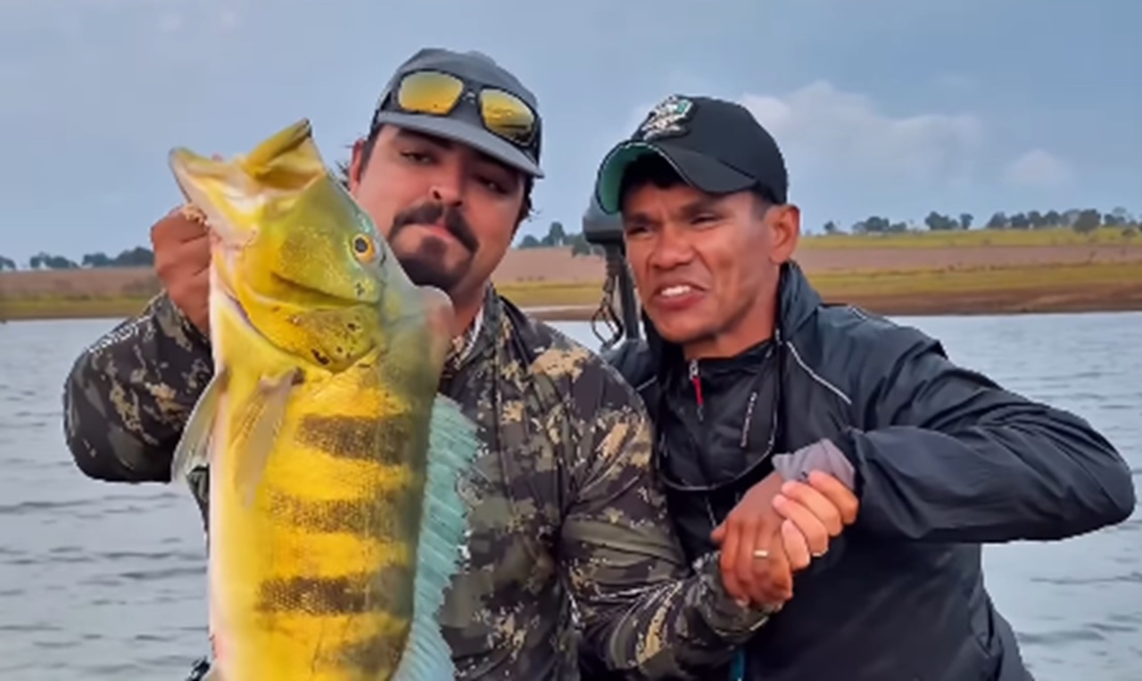 Tucunarés gigantes roubam a cena em pescaria no Rio Paranaíba, em Goiás [vídeo]