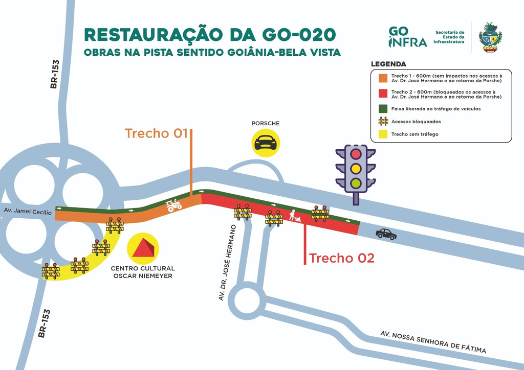 Novo trecho da GO-020 começa a ser restaurado no período noturno pra evitar fluxo de trânsito 1 infografico go020